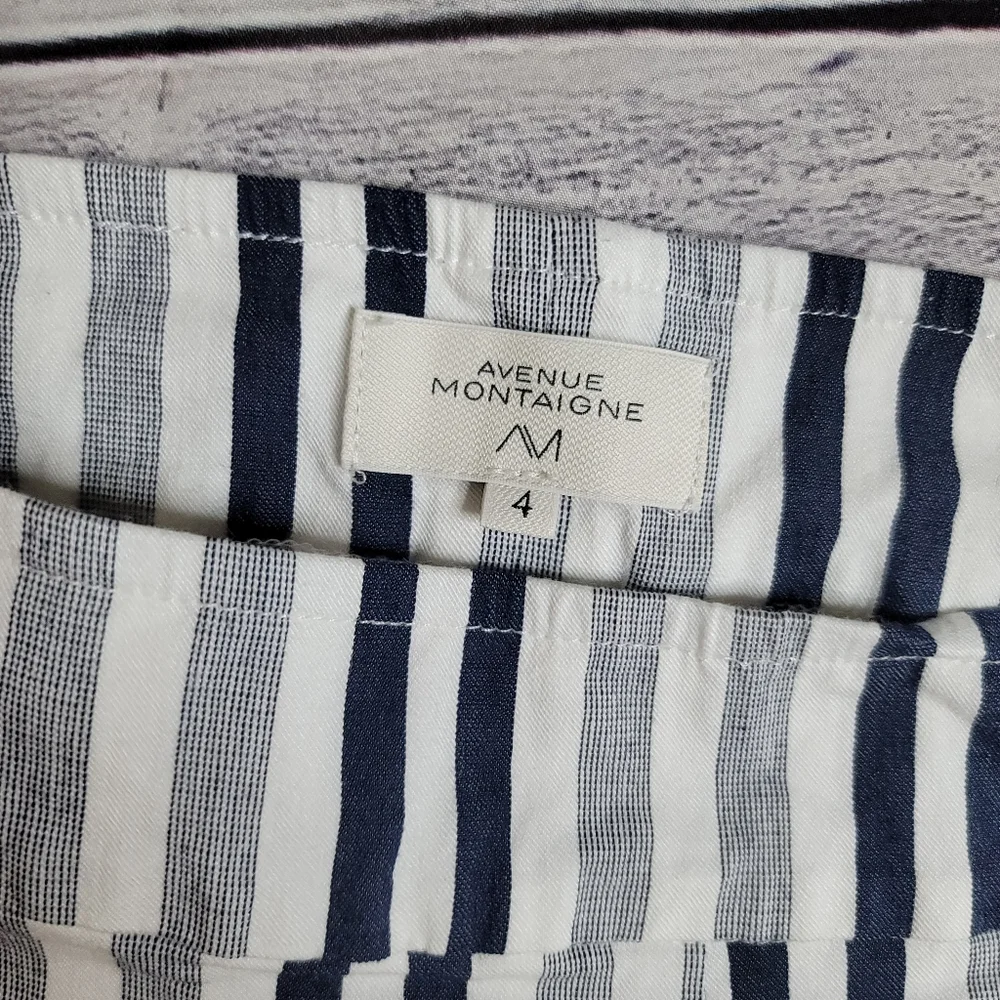 Avenue Montaigne Women's Leo Pant Blue & White Striped Cropped Flare Siz… - Picture 3 of 11